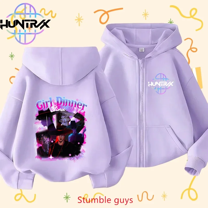 

Kids Anime Kpop Demon Hunters Zip Hoodie Spring Autumn Trendy Boys Girls Clothes Easy Match Pants