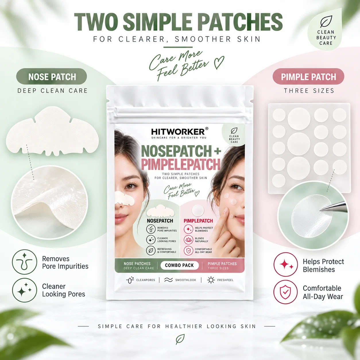 Nose Patch & Pimple Patch Combo 370PCS Hydrocolloid Invisible Acne Spot Stickers Nose Pore Cleansing Blemish Patches for Face