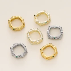 2Pcs/Pack 14/18K Gold Color Plated Square Frame Spacer Beads Connectors for DIY Bracelet Earrings Jewelry Making Accessories