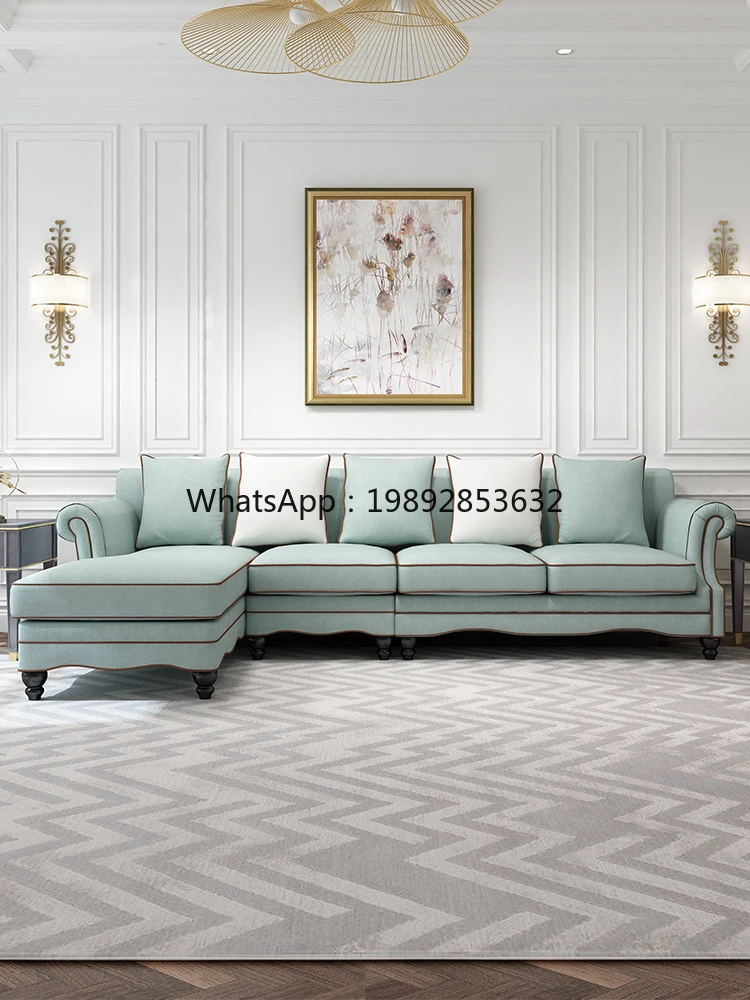 

Country European Style Small Apartment Solid Wood Furniture Straight Row Four-Seat