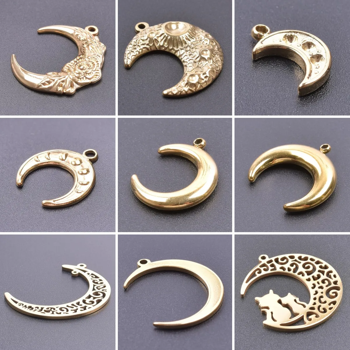 5pcs Gold Color Vintage Moon Charms For Jewelry Making Supplies Metal Crescent Moon Pendant Diy Necklace Earrings Accessories