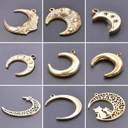 5pcs Gold Color Vintage Moon Charms For Jewelry Making Supplies Metal Crescent Moon Pendant Diy Necklace Earrings Accessories