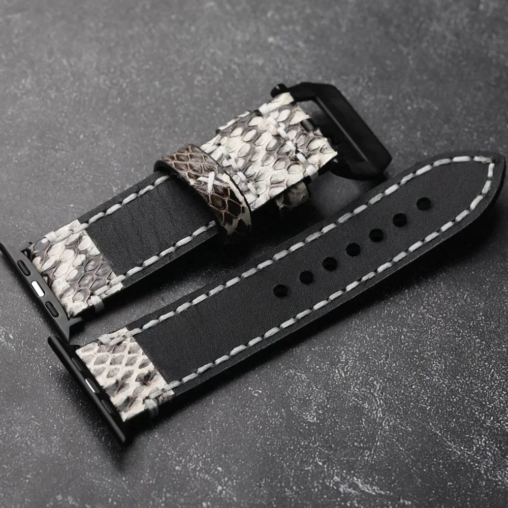 Vintage Genuine Snakeskin Leather Band for Apple Watch Ultra 2 10 9 8 7 6  40/41mm 44/45/46mm 49mm Python Skin Strap Replacement