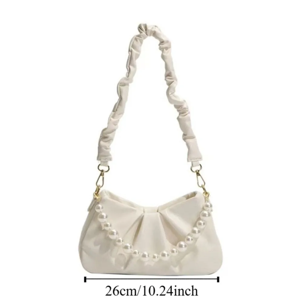 PU Leather Solid Color Underarm Bag Carrying Lightweight Pleated Cloud Bag Waterproof Korean Style Single Shoulder Wallet