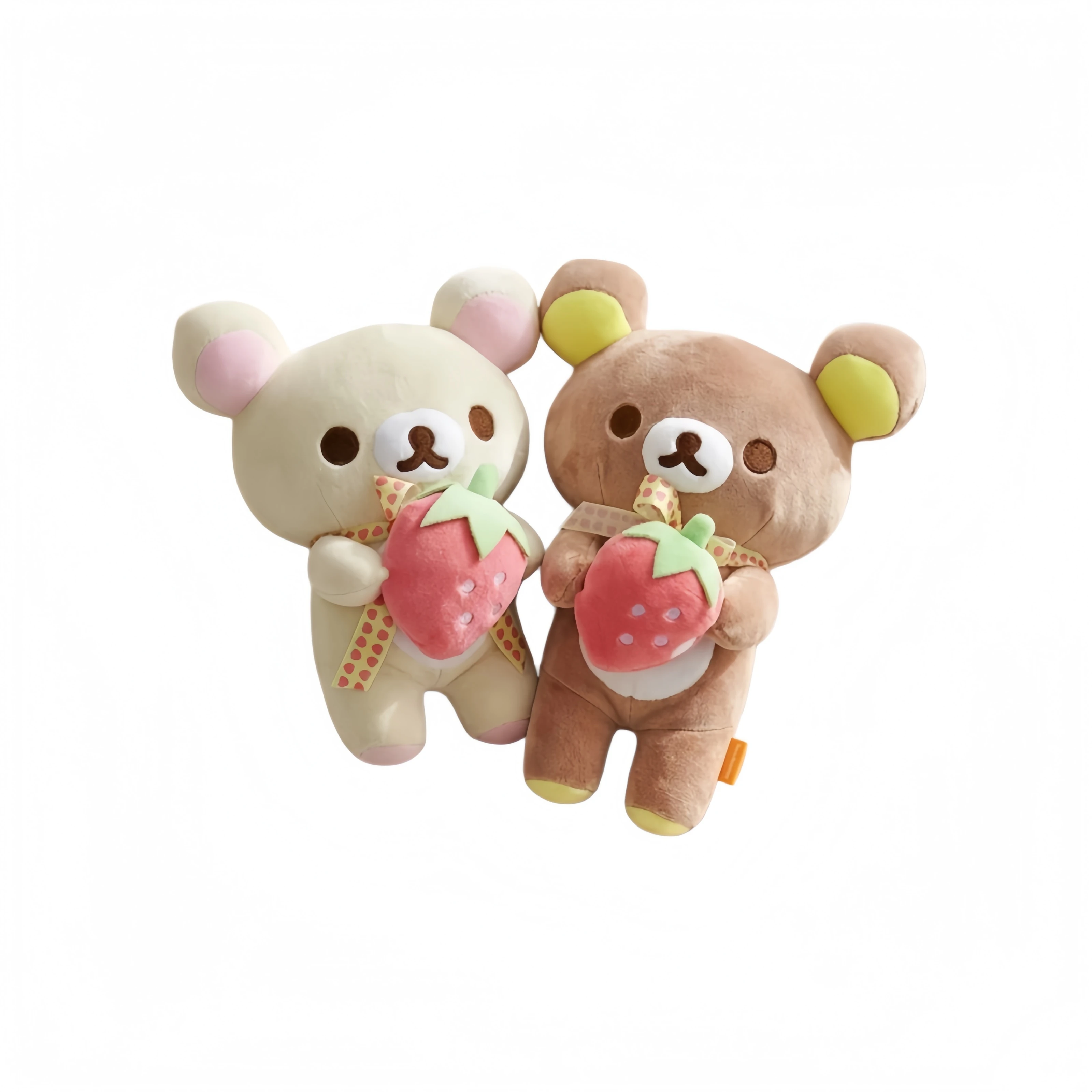 

Lovely Holding Strawberries Rilakkuma Plush Toys Kawaii Stuffed Fluffy Korilakkuma Plushies Stuffed Anime Brown White Bear Dolls
