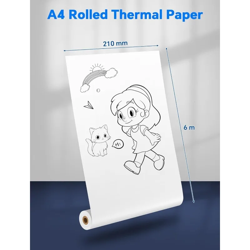 A4 Thermal Printer Paper 2Rolls Compatible with Portable Printers Wireless for Travel and Other Portable Thermal Printers, White