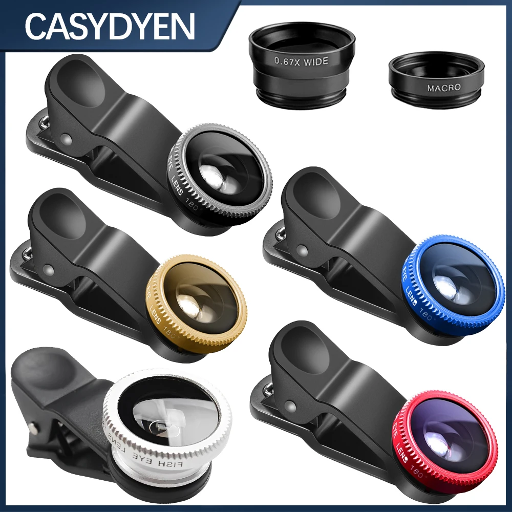 

3-in-1 Mobile Phone Camera Lens Wide Angle Macro Fisheye Lenses Universal For Smartphones/ For iPhone/ For Samsung For Android