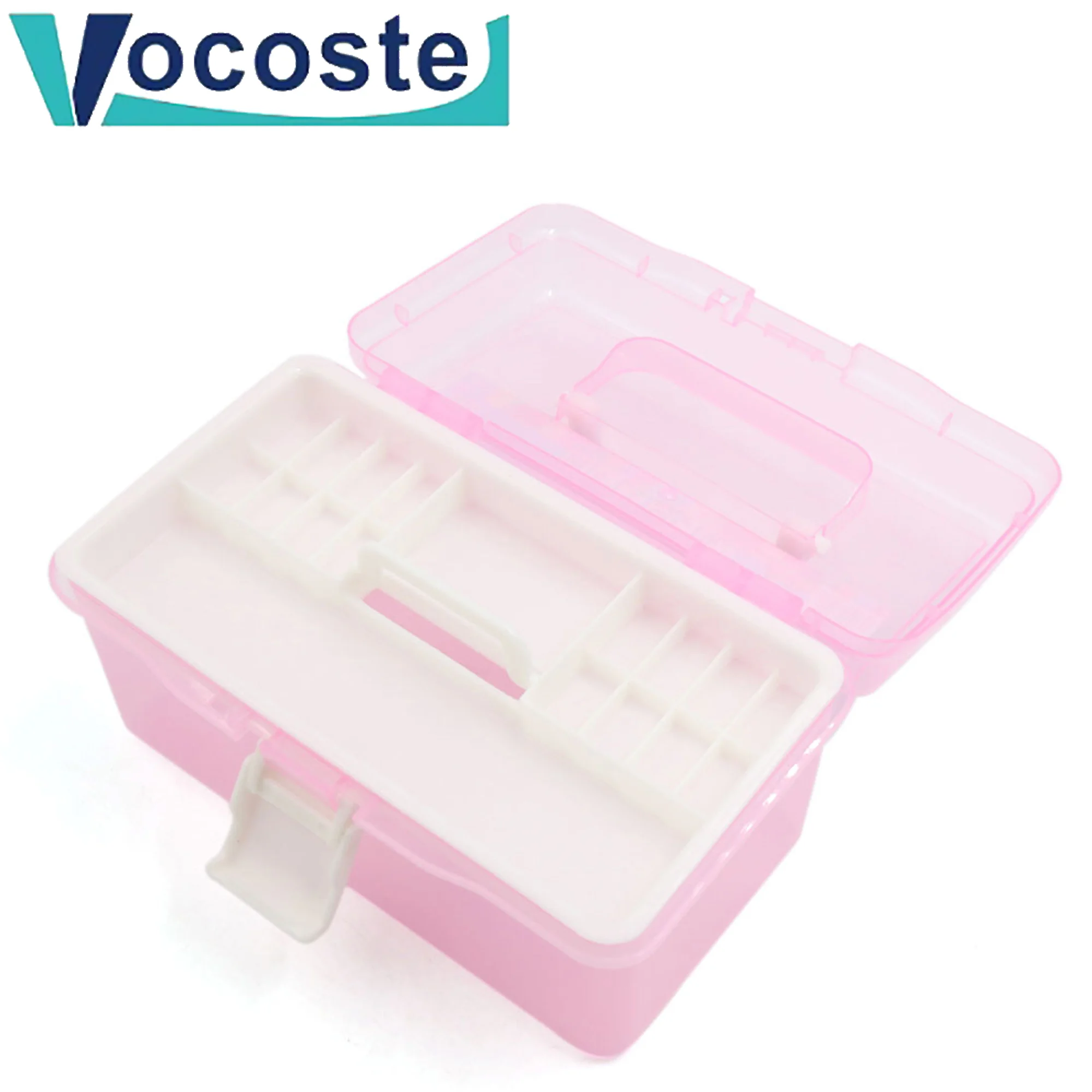 VOCOSTE Pink Multifunction Empty Nail Art Makeup Cosmetic Tool Container Storage Box