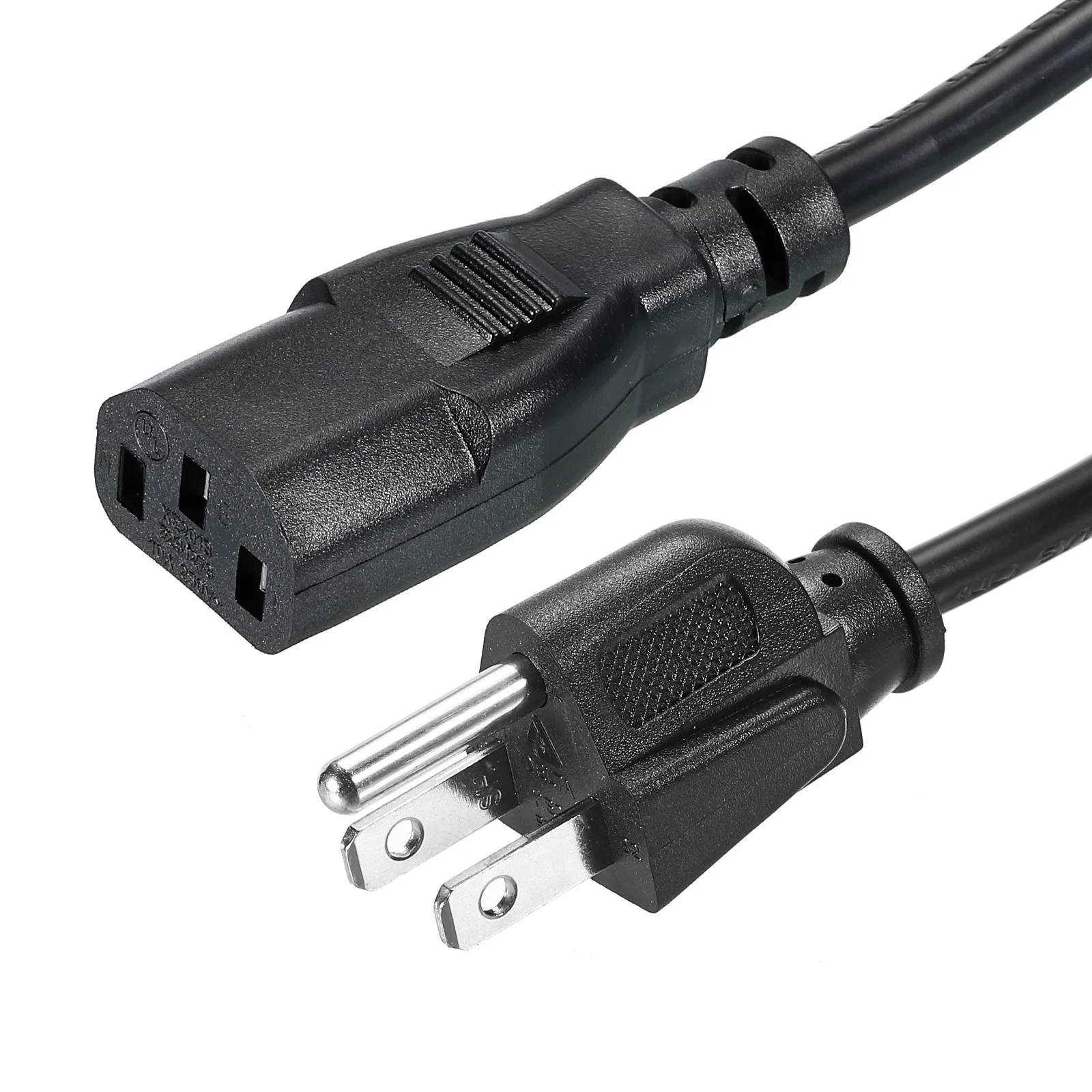 1-1.8m AC Power Cord 3 Prong 18 AWG Plug AC Cable NEMA 5-15P to C13 Female Plug Power Supply Cord For Laptop TV Computer Monitor