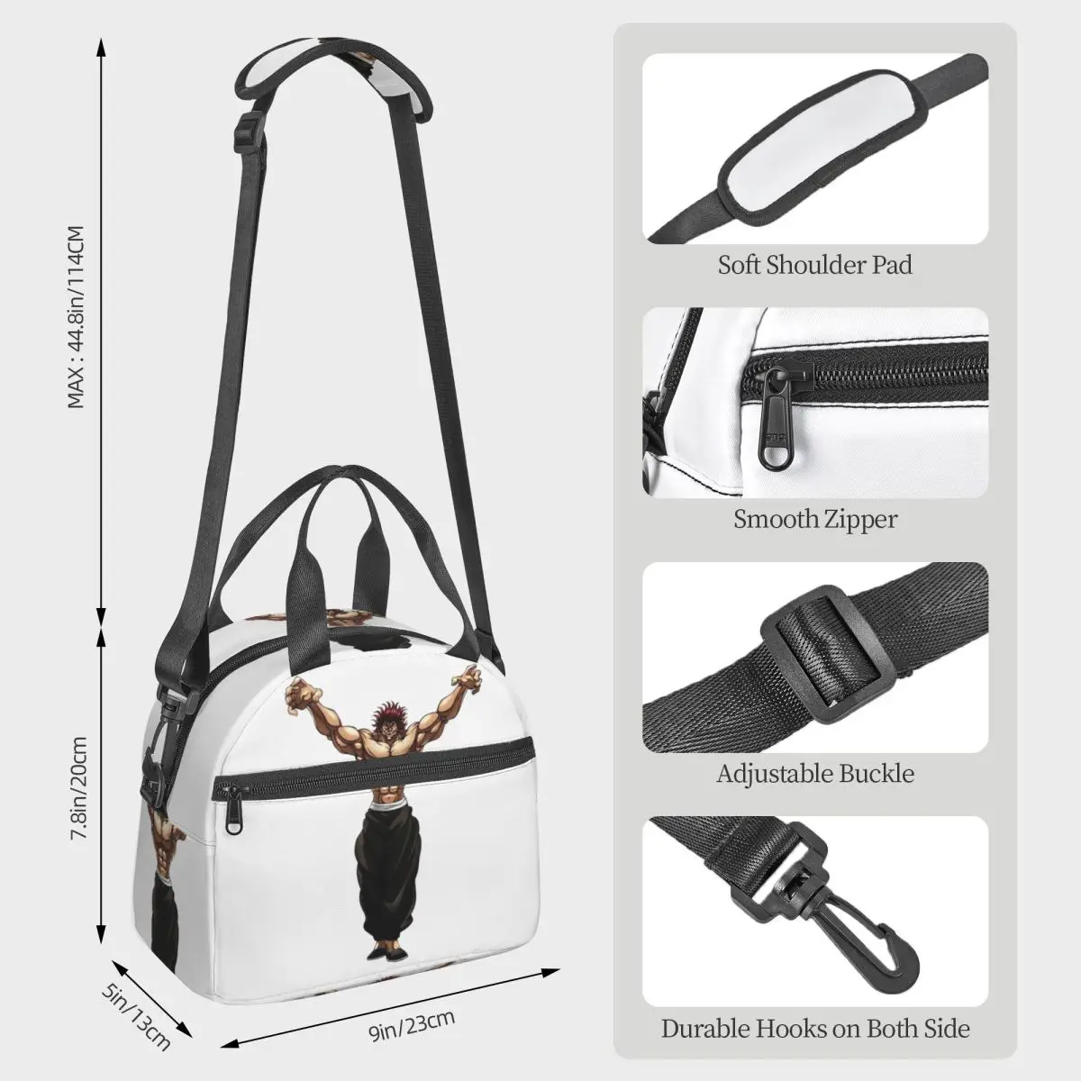 Yujiro Baki Hanma Grappler Fight Insulated Lunch Bag for Women Office Cooler Thermal Box Tote Portable Lunch Boxes