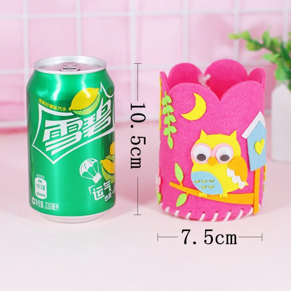 Kids DIY Non-woven Pencil Holder Cute Creative Handmade Educational Craft Block Pen Handwork Container Children Craft Toy Kits