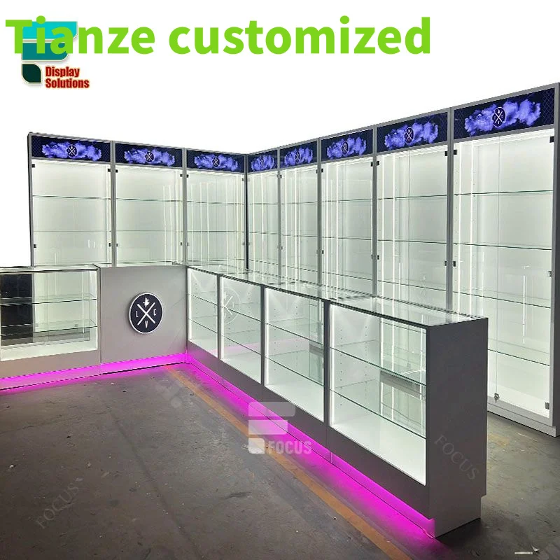 (customized)Tailor Made Modern Wood Display Rack Glass Side Stand Hookah Display Shelf Display Cases