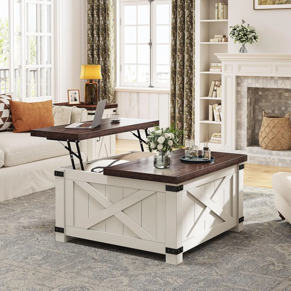 

Lift Top Coffee Table with Storage, 35.7 W Square Coffee Tables for Living Room, Small Coffee Table with Large Hidden