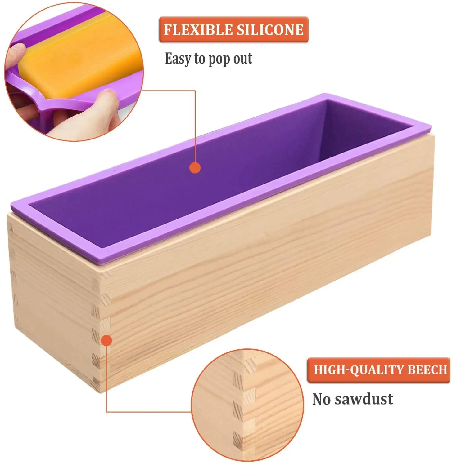 WALFOS 1200g Silicone Soap Mould Rectangular Toast Loaf Mold Handmade Form Soap Making Tool Supplies Wooden Box Cake Decorating