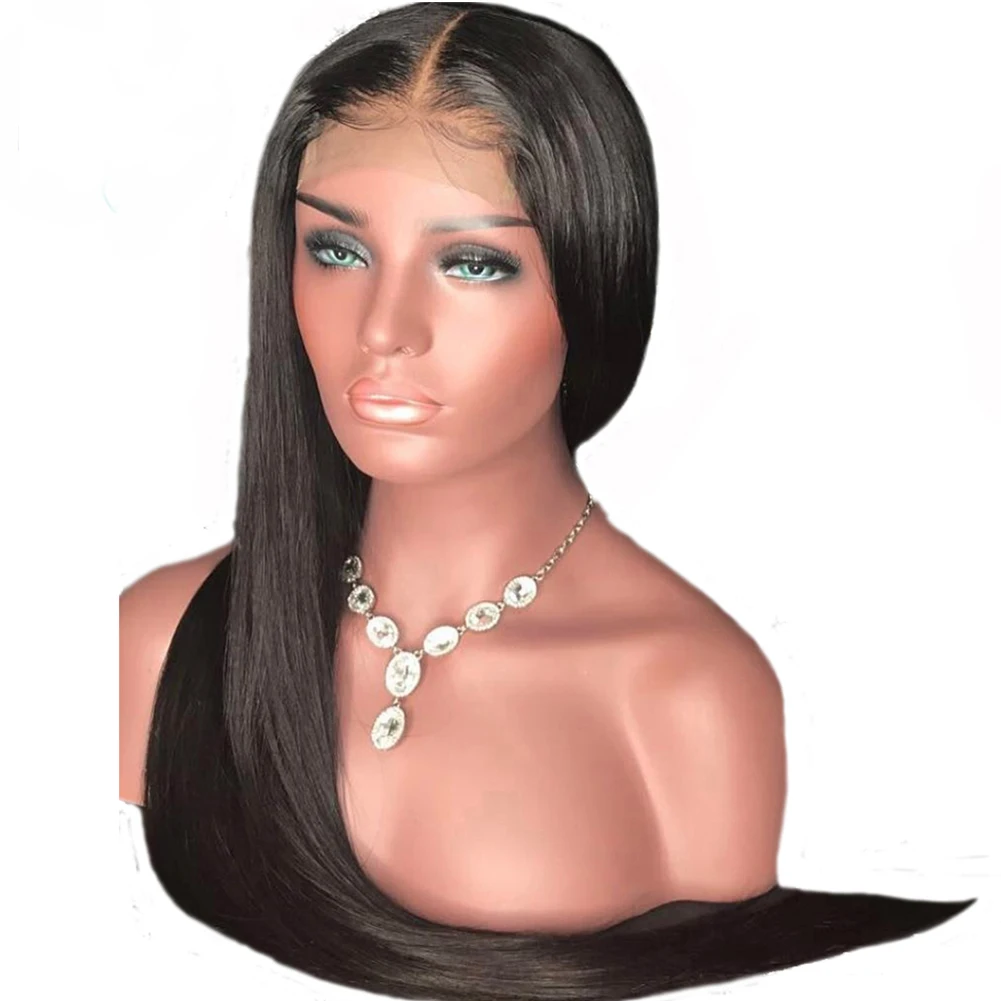 Black Synthetic Lace Front Wigs for Women Long Straight Wig Glueless Lace Wig Heat Resistant Fiber Cosplay Daily Wear Synthetic