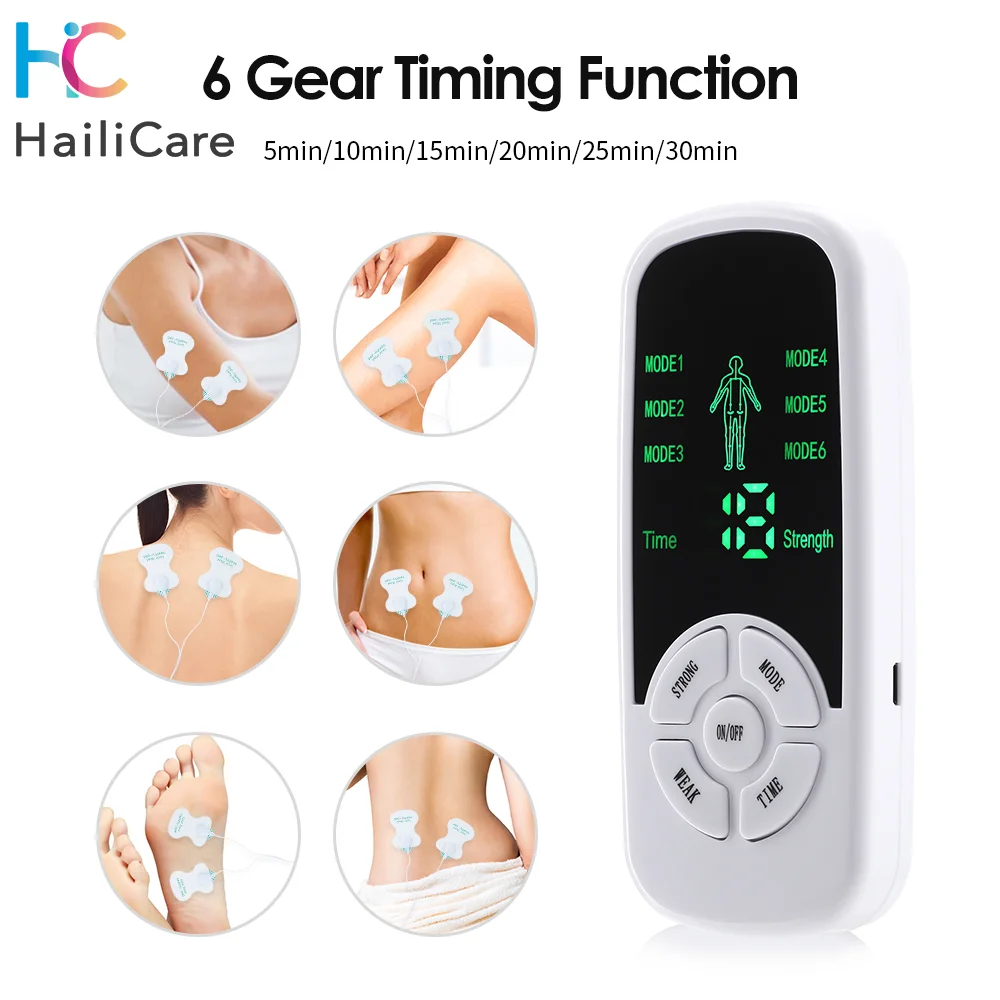 6 Modes Tens Machine Unit 4 Electrode Pads for Pain Relief Pulse Massage EMS Muscle Stimulation Tens Electroestimulador