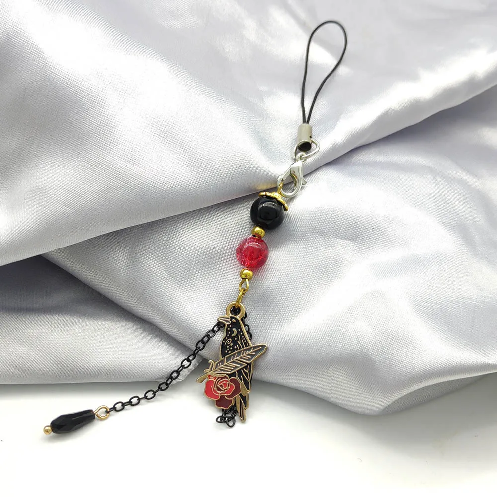 Juego amor y espacio profundo Sylus Cosplay cadena de teléfono cuervo Rosa colgante llavero bolsa accesorios Halloween llavero