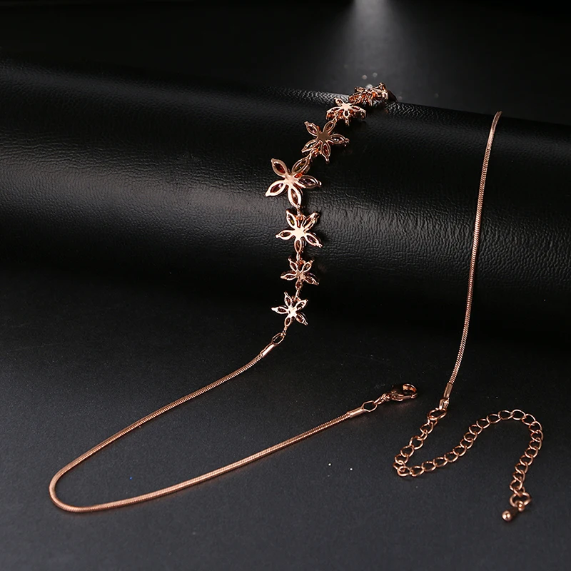 SUGO 2022 Summer New Arrival Fashion Retro Classic Rose Gold Color Zirconia Necklaces for Charming Women Trend Jewelry Gift