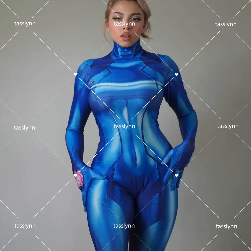 Hot Games METROID Costumes Samus Aran Cosplay Spandex Bodysuit  Anime Clothes Sexy Zentai Geek Girl Halloween Costumes for Women