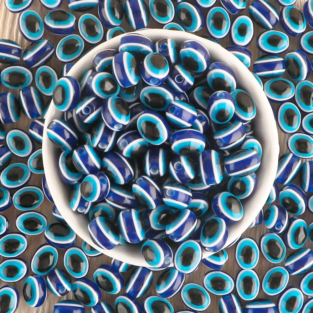 

50/100pcs 10x8mm Oval Loose Blue Evil Charm Eye Beads For Jewelry Making DIY Necklace Bracelet Accessories