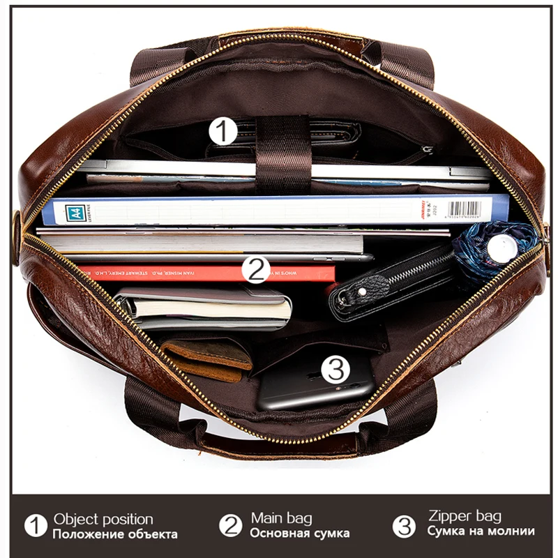 WESTAL-Bolso de cuero genuino para ordenador portátil para hombre, maletín para documentos A4, 8523