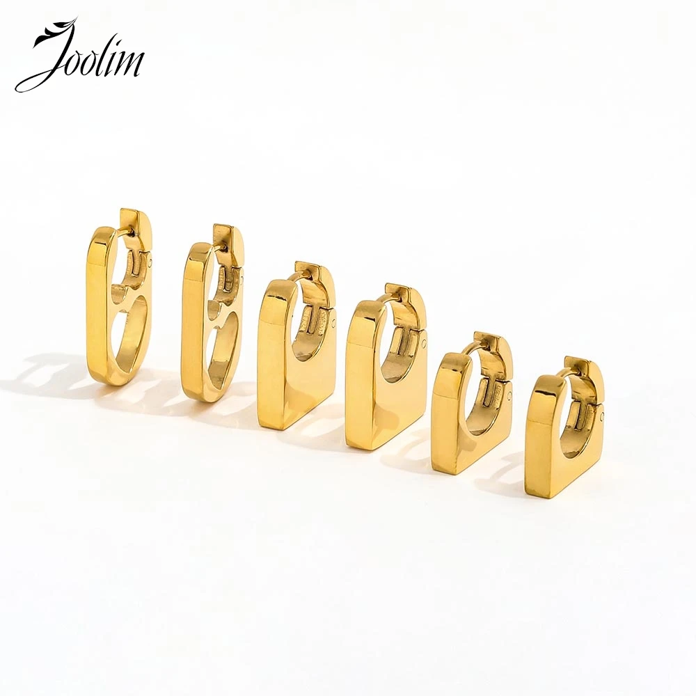 

Joolim Jewelry High Quality PVD Wholesale Non Tarnish Fashion Geometric Irregular Heart Huggie Stainless Steel Earring for Women