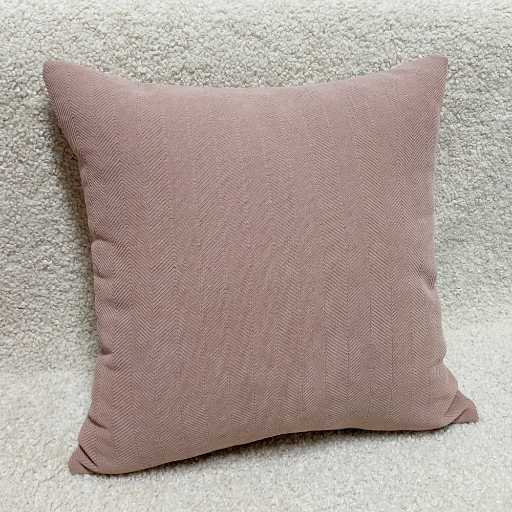 Contemporary Herringbone Patterned Pinkish Pillow Case Soft Woven 18x18