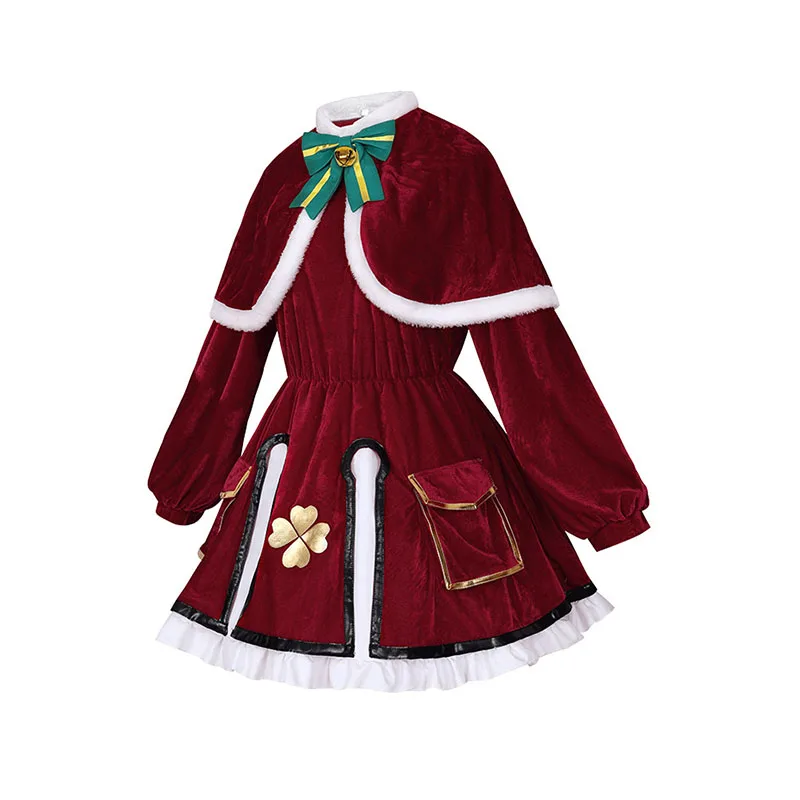 Christmas Party Girl Red Velvet Dress Children Fantasy Princess Frock Winter Toddler Birthday Gift Stage Performace Santa Sets