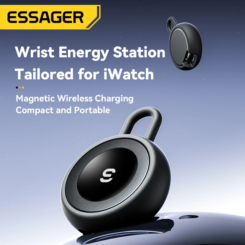 Картина 5: Магнитное беспроводное зарядное устройство Essager для iWatch, портативное USB-зарядное устройство Type C для IWatch Series 9, 8, 7, 6, 5, Ultra 2, SE