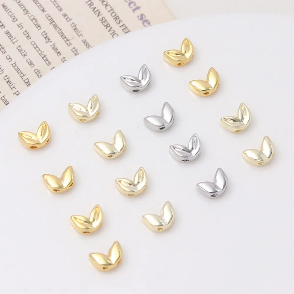 10/20Pcs 18K Gold Malt Shaped Double Hole Spacer Beads For DIY Bracelet Necklace Earring Jewelry Making Accessories Wholesale