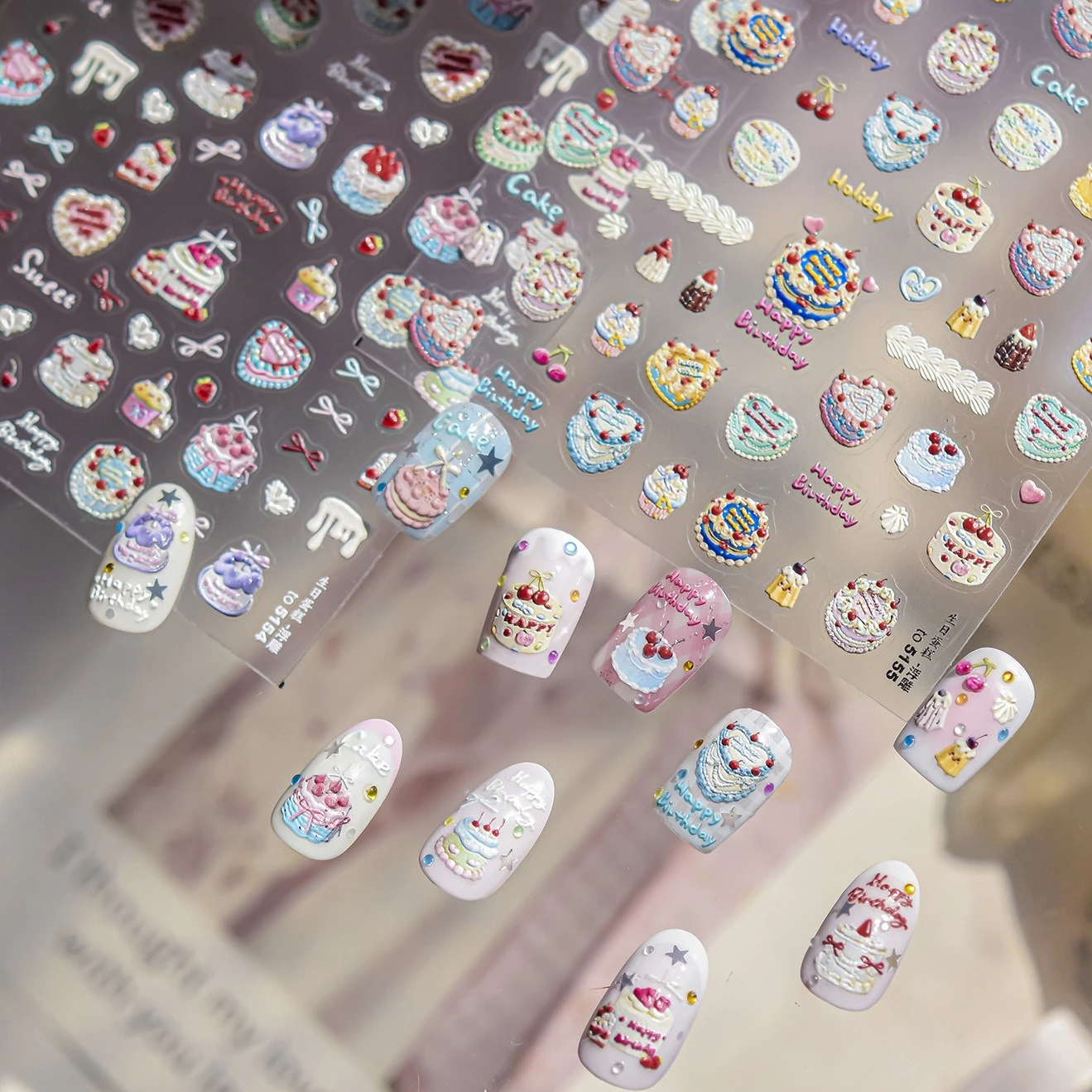 لذيذ كعك الحلوى كريم الشوكولاته الكعك الفواكه الفراولة الكرز Bowknot شيك مسمار الفن أعواد تزيين مانيكير الشارات