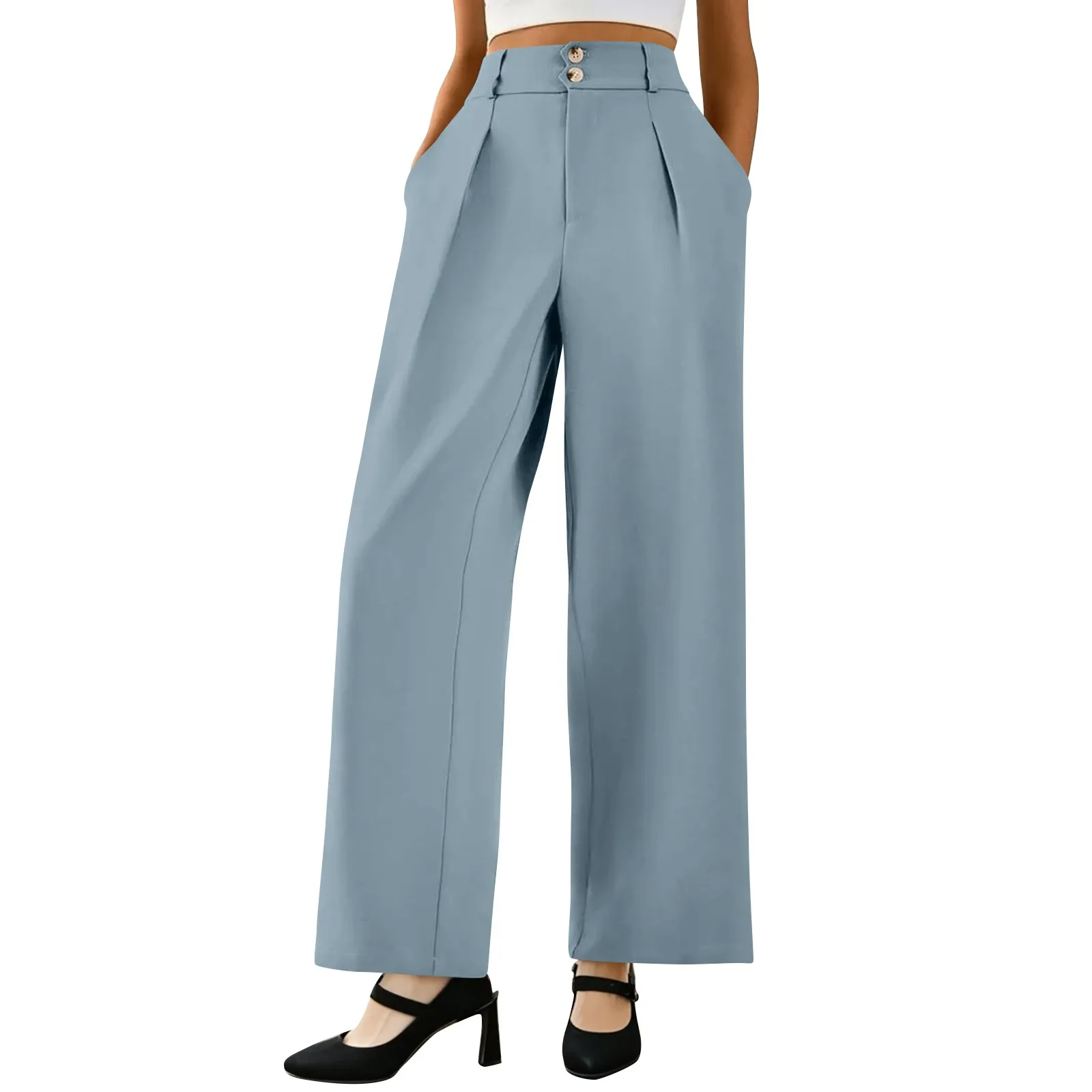 

Women's Summer Formal Pants Wide-leg High-waisted Drapey Pants Casual Slimming Straight-leg Pants Trendy Loose Fit