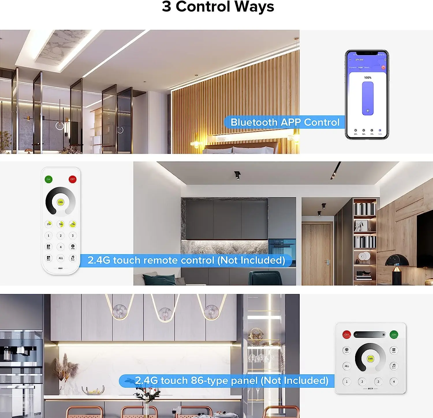 SP636E موسيقى أحادية اللون بلوتوث SPI LED تحكم تأثير الضوء الأبيض الديناميكي لشريط FCOB IC LED يعمل مع جهاز التحكم عن بعد RC1/RB1 #5