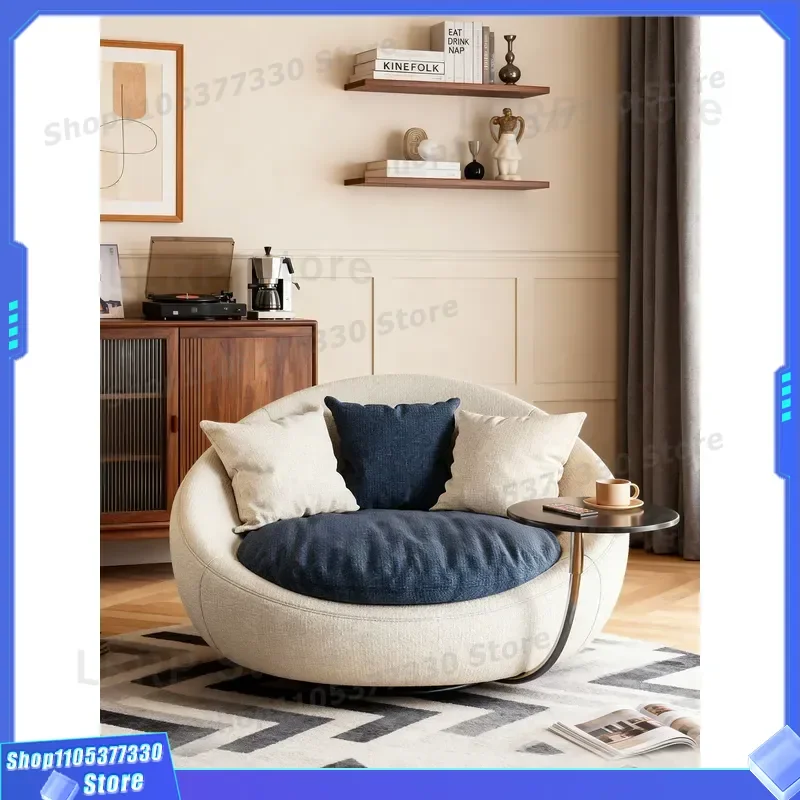 for Mairhk Single Sofa Living Room Balcony Retro High End Fabric Casual Lazy Rotating Recliner