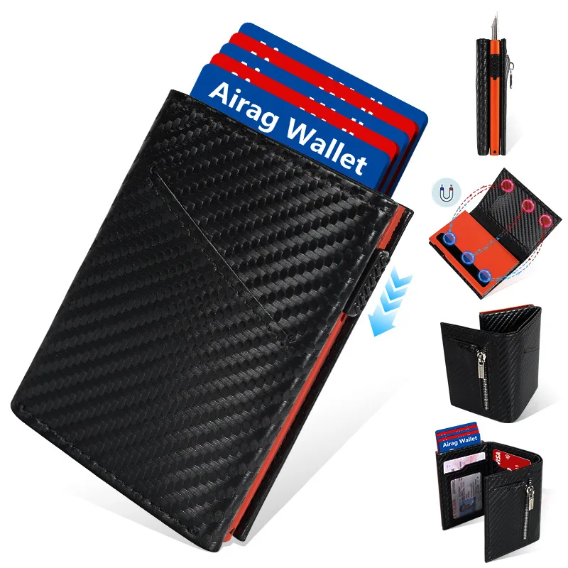 Mens Wallet Card Holder Smart Pop Up RFID Blocking Card Holders Minimalist Front Pocket Wallets  9-11 Card Capacity Cash Slot