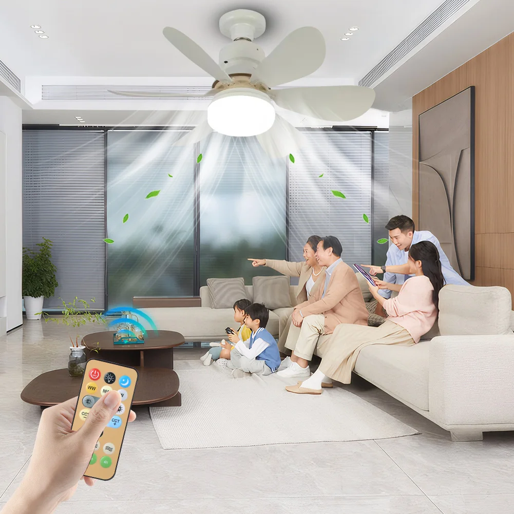 40W 2-in-1 Ceiling Fan with Light Remote Control Fan Lights Dimmable E27 Socket Bedroom Living Room Kitchen Office Bathroom view 3