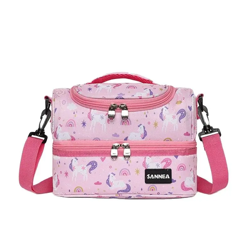 Saco de Bento Crossbody infantil, lancheira isolada de grande capacidade para estudantes, impressão portátil, gelo fresco, novo