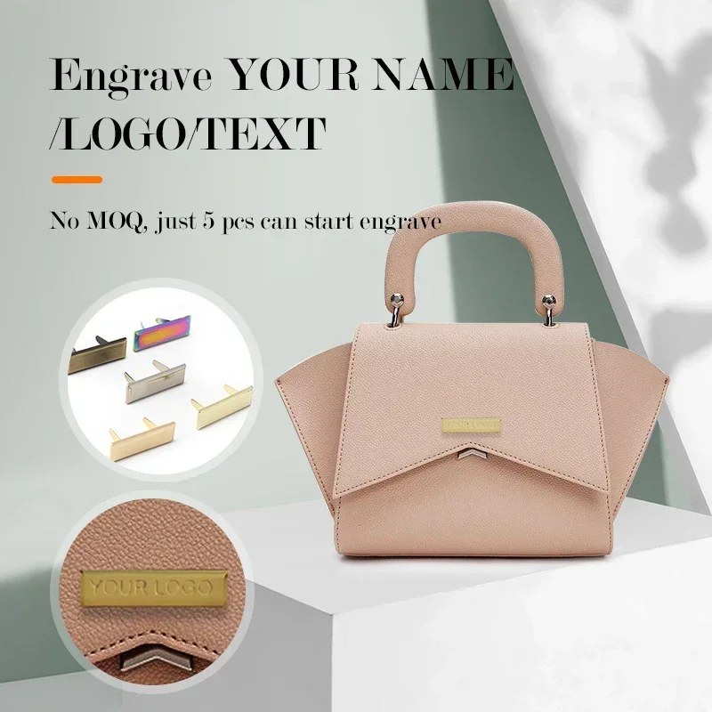 50-100 szt. Metalowa etykieta spersonalizowana metka do torebki grawerowane laserowo logo własne logo marki etykiety na torby etykiety na talerze Metalique