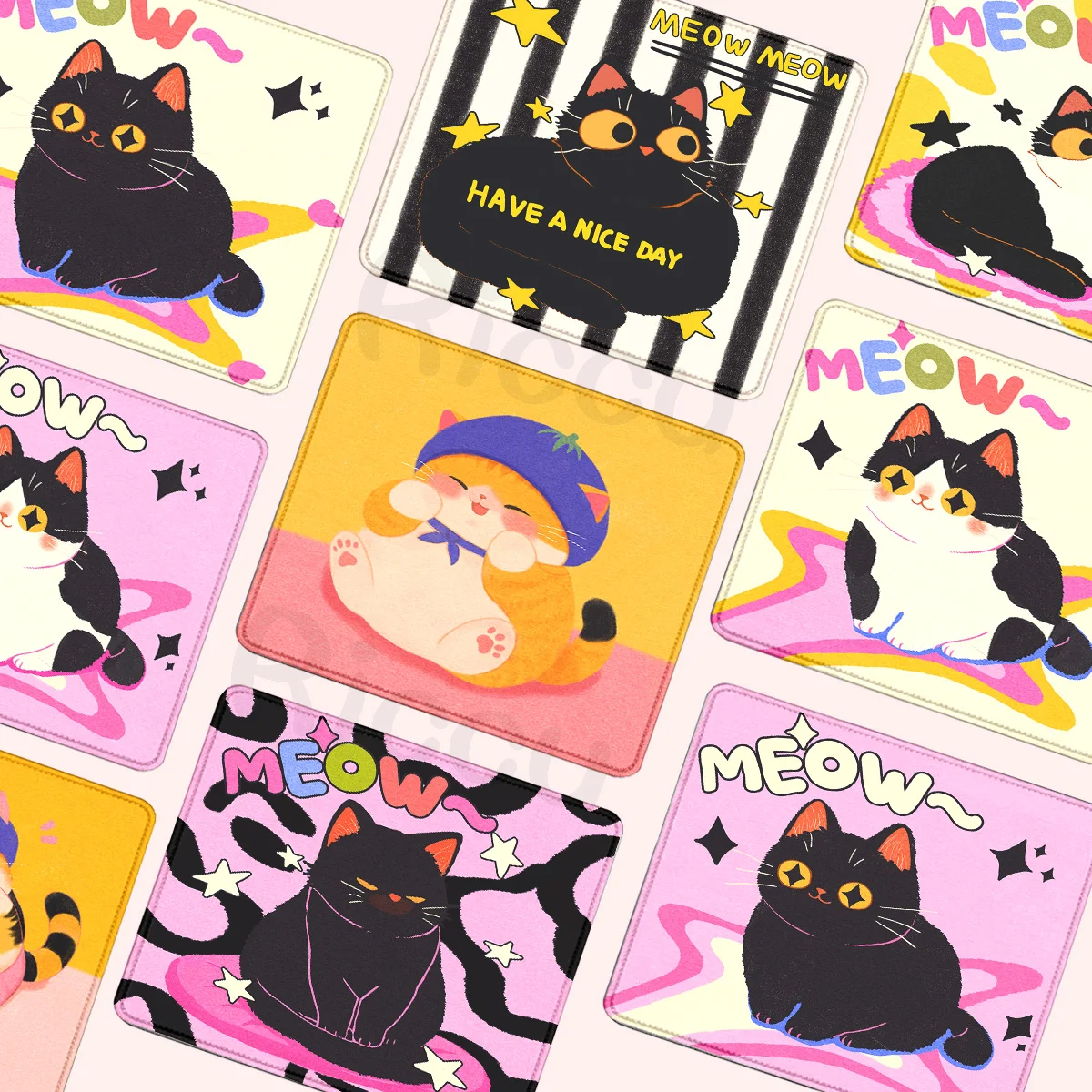 

Cute Black Cat Small Mouse Pad Computer Laptop Anime Keyboard Mouse Mat E-Sports Mousepad Keyboards Gamers Decoration Desk Mat