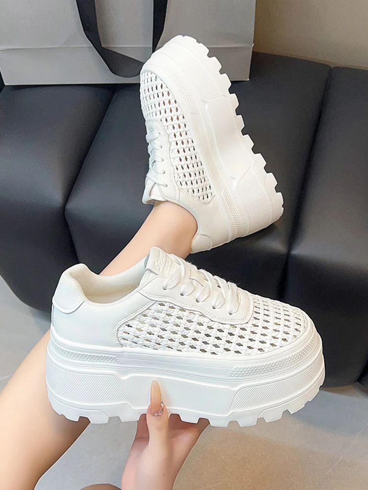 

Повседневный универсальный дышащий ажурный Thi Bot ing White oes, летний новый Sle из натуральной кожи, тканый Clog oes fo...