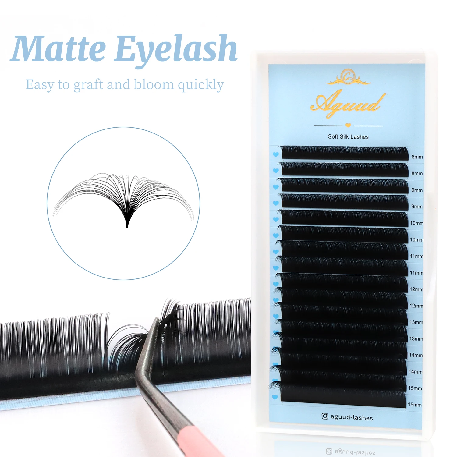 AGUUD J B C CC D 러시안 볼륨 속눈썹 연장 개별 핀칭 팬 소프트 인조 밍크 캐시미어 속눈썹 연장 용품