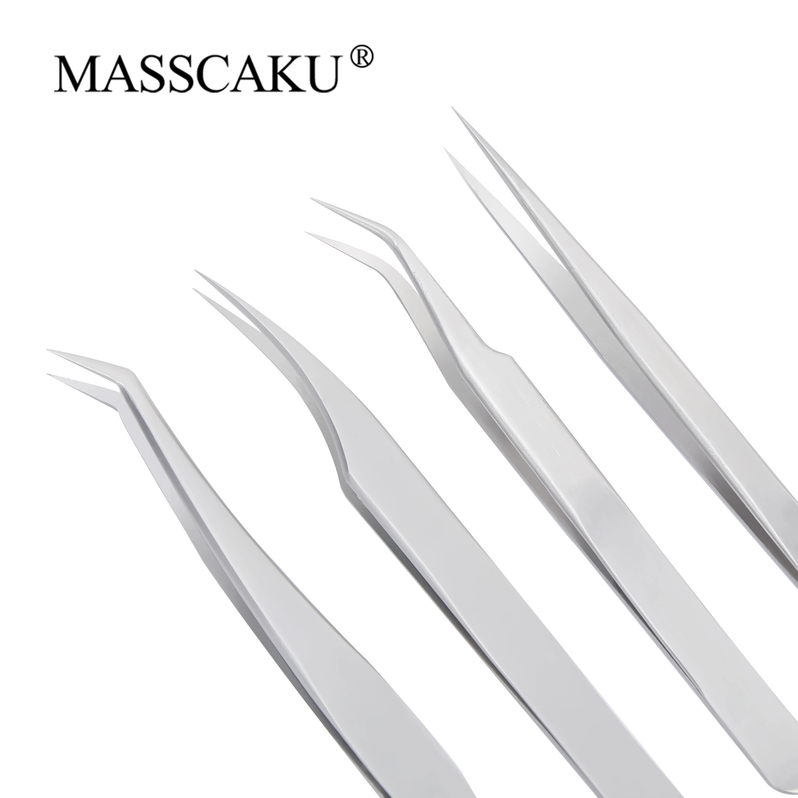 

MASSCAKU Eyelashes Tweezers False Lashes Non-magnetic Eyelashes Tools Stainless Steel Accurate Lashes Extension Tweezers