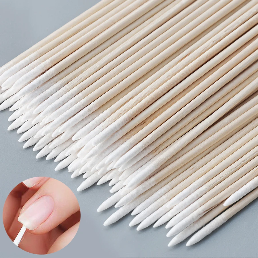 100/200/300 قطعة مسحات قطنية مزدوجة الأطراف نصائح مدببة دقيقة لمسمار الفن ماكياج كحل تصحيح أدوات التجميل #2