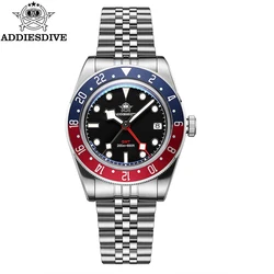 Reloj ADDIESDIVE GMT para hombre, relojes azules superluminosos, relojes masculinos de cristal con espejo de burbuja BGW9, relojes de cuarzo superluminosos de 20bar