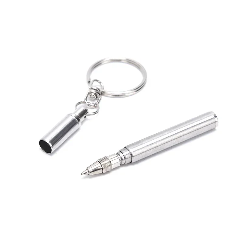 Ball Point Pen Keychain Multifunctional Mini Metal Key Ring Stainless Steel Telescopic Pen Keyring Telescoping Pen Tool