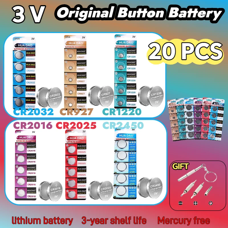 

Original CR2032 3V Lithium Battery CR2025 CR2016 CR1220 CR2450 CR927 Button Battery CR2032 Batteria CR 2032 For Watch Toy Car
