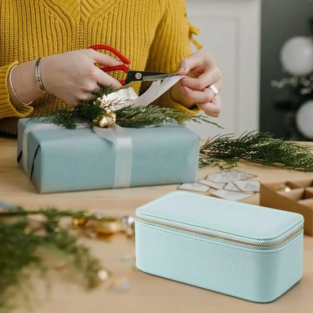 

Simple Dustproof PU Jewelry Box with 12 Small Pouches PU Leather Jewelry Display Box Organizer Jewelry Organiser Box Gift