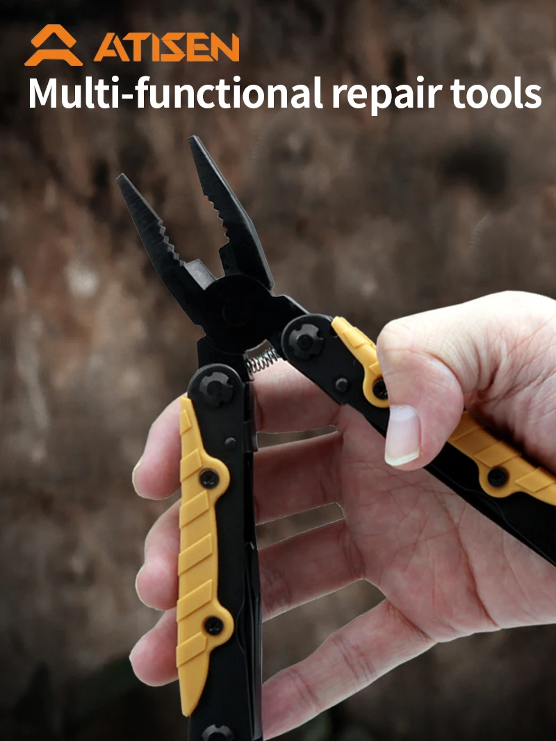 Multitool with Safety Locking,Professional Stainless Steel Multi Tool Pliers Pocket Tool,Replaceable Wire Cutters and Spring Act