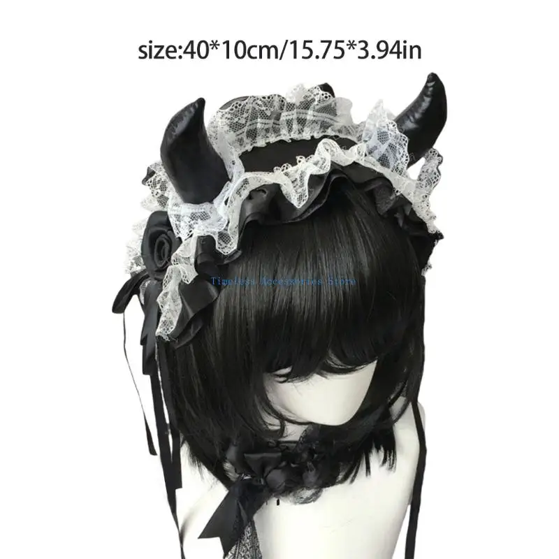97QE Gothic Lace Hairband Gothic เครื่องแต่งกายอุปกรณ์เสริมสำหรับผู้หญิงฮาโลวีนคอสเพลย์เทศกาลดนตรี