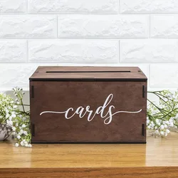 Vintage Greeting Card Wooden Box Gift Card Storage with Slot Perfect for Weddings And Parties